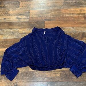 Free People Deep Blue‎ Cropped blouse
